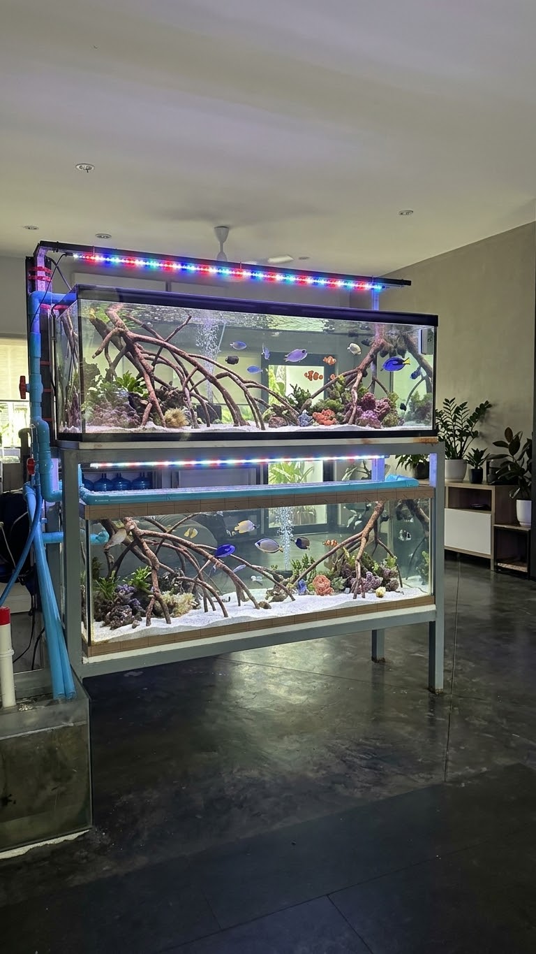 Двухъярусная морская система с мангровыми корнями